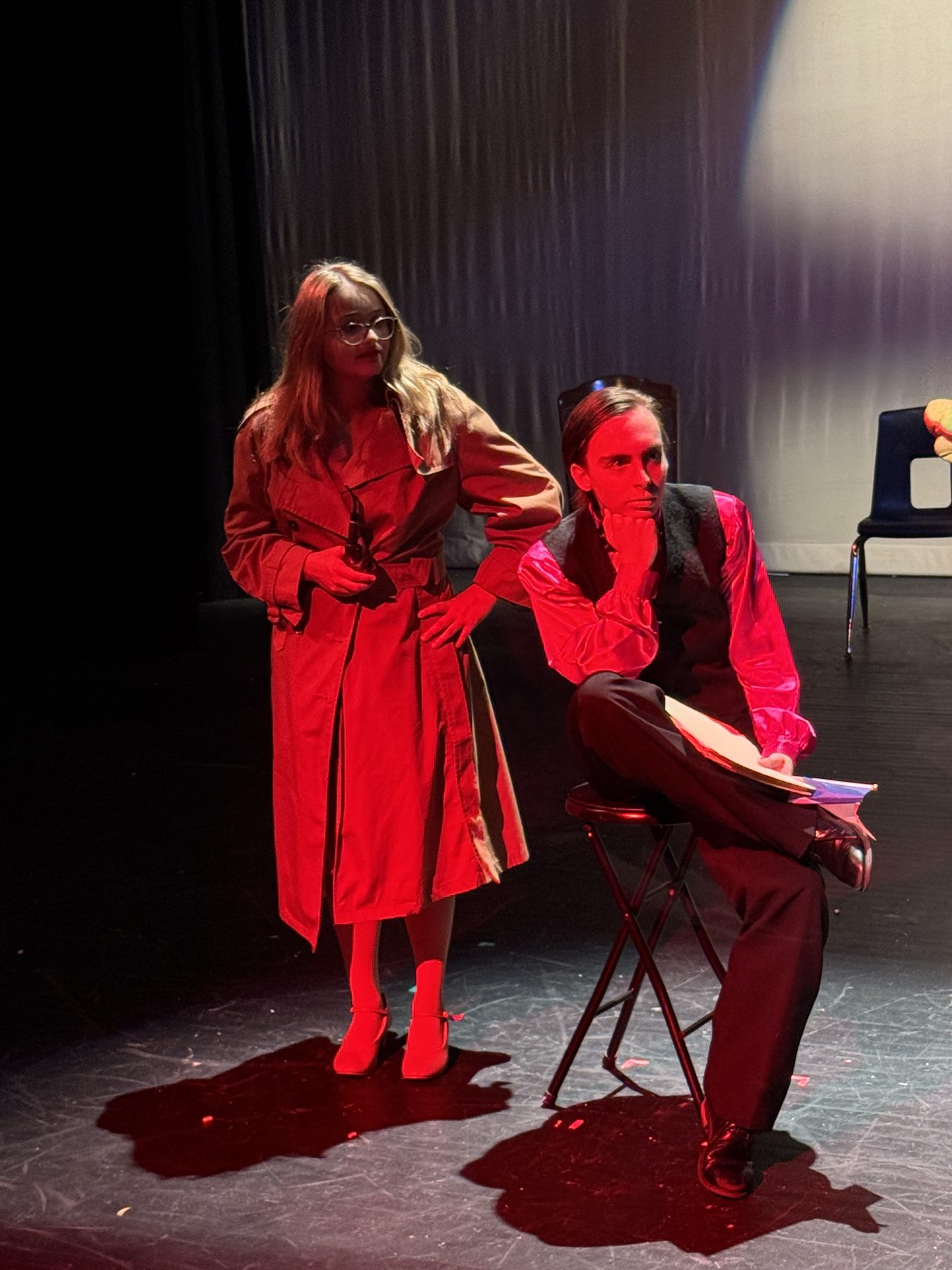 Dramatic scene in deep red light